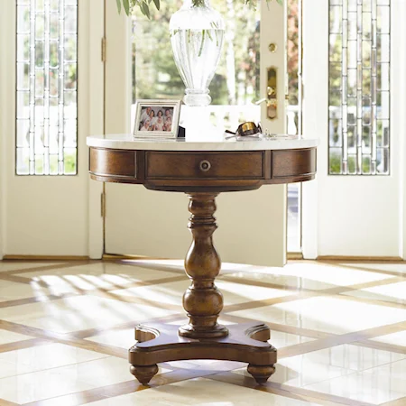 Round Marble Top Lamp Table